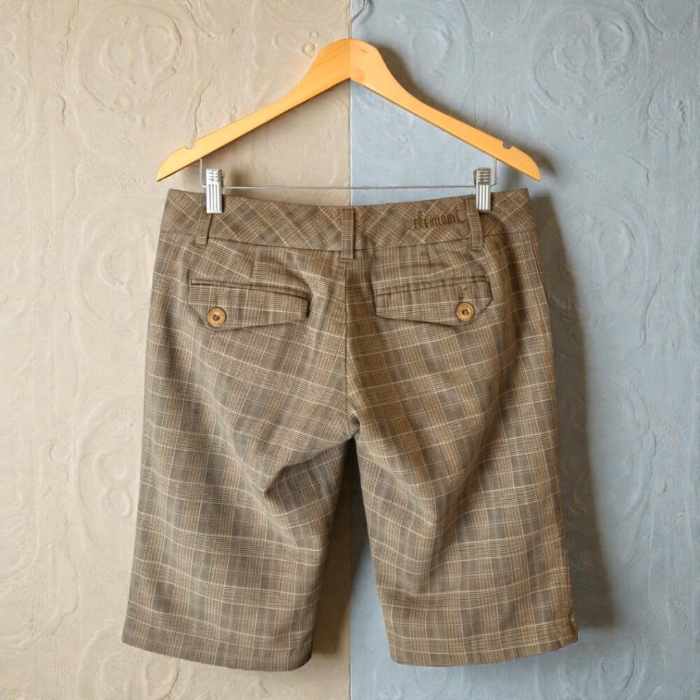 Element Plaid Walking Shorts Women’s Size 5 Brown Tan Bermuda Mid Rise - Picture 3 of 10